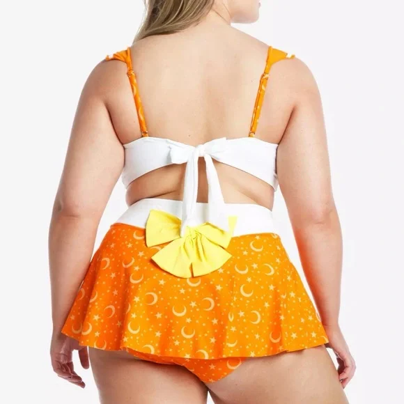 Hot Topic Sailor Moon Sailor Venus Cosplay Top & Skirted Bottoms Swimsuit SET 2X - Picture 6 of 16